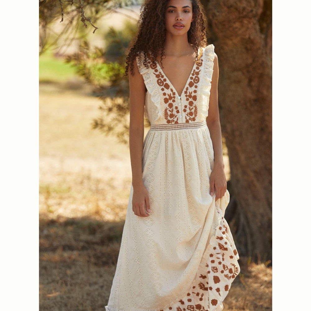Allison Anthropologie maxi dress, 100% cotton. Never worn!